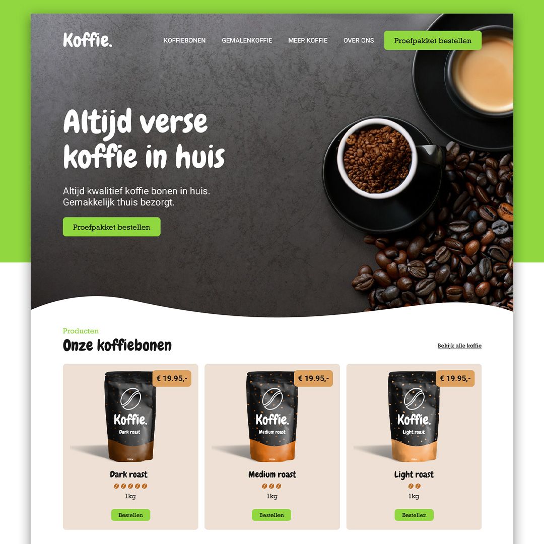 Koffie project website afbeelding